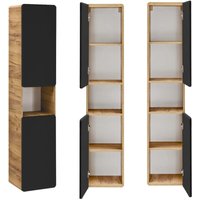 Badezimmer Hochschrank new-luton in seidenmatt anthrazit mit Wotan Eiche Nb., b/h/t ca. 35/170/32 cm von LOMADOX