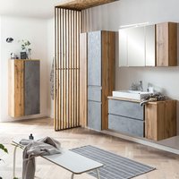 Lomadox - Badezimmer Möbel Set mit Keramik-Aufsatzbecken links und led Beleuchtung, Wotan Eiche Nb. mit Beton Optik, VASTO-03-CONCRETE Lomadox - Badezimmer Möbel Set mit Keramik-Aufsatzbecken links und led Beleuchtung, Wotan Eiche Nb. mit Beton Optik, VASTO-03-CONCRETE von LOMADOX