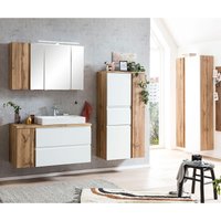 Lomadox - Badezimmer Möbel Set mit Keramik-Aufsatzbecken rechts und led Beleuchtung, Wotan Eiche Nb. mit weiß matt, VASTO-03-WHITE Lomadox - Badezimmer Möbel Set mit Keramik-Aufsatzbecken rechts und led Beleuchtung, Wotan Eiche Nb. mit weiß matt, VASTO-03-WHITE von LOMADOX