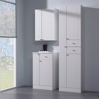 Badezimmer Schrank Set in weiß mit weiß Hochglanz NEMI-66, b/h/t ca. 115/188,5/33 cm Badezimmer Schrank Set in weiß mit weiß Hochglanz NEMI-66, b/h/t ca. 115/188,5/33 cm von LOMADOX