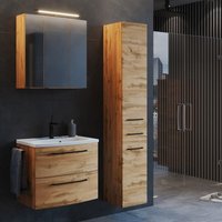 Lomadox - Badezimmer Set Industrial Style 60 cm Waschtisch und Hochschrank in Wotan Eiche Nb. inkl. Waschbecken und Spiegelschrank, b/h/t: ca. Lomadox - Badezimmer Set Industrial Style 60 cm Waschtisch und Hochschrank in Wotan Eiche Nb. inkl. Waschbecken und Spiegelschrank, b/h/t: ca. von LOMADOX