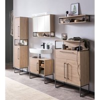 Lomadox - Badezimmer Set LIMOGES-80 in Eiche hell Nb. mit led Spiegelschrank, b/h/t: ca. 186/190/33,1 cm von LOMADOX