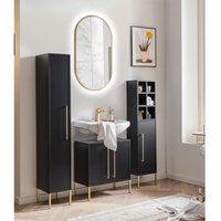 Lomadox - Badezimmer Set SARAY-80 in schwarz mit led Beleuchtung Spiegel oval goldfarben, b/h/t: ca. 142,5/200/30 cm Lomadox - Badezimmer Set SARAY-80 in schwarz mit led Beleuchtung Spiegel oval goldfarben, b/h/t: ca. 142,5/200/30 cm von LOMADOX
