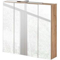 Lomadox - Badezimmer Spiegelschrank 80 cm mit LED-Beleuchtung Wotaneiche b/h/t 80/75-80/16cm von LOMADOX