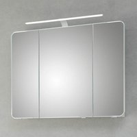 Lomadox - Badezimmer Spiegelschrank mit 3 Türen FES-4005-66 Korpus Lack Quarzgrau, inkl. led & Steckdose - b/h/t: 90/72/17cm von LOMADOX