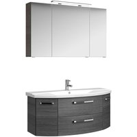 Lomadox - Badezimmer Waschplatz FES-4010-66 Dekor Graphit Struktur quer Nb. mit Waschbecken, Unterschrank und Spiegel - b/h/t: 121/175/48cm von LOMADOX