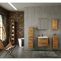 Lomadox - Badezimmermöbel Set 60 cm Waschtisch MORISSON-03 in Wotan Eiche Nb. inkl. Waschbecken, b/h/t: ca. 235/200/45 cm von LOMADOX