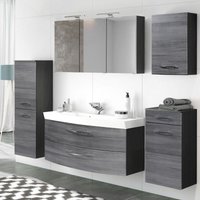 Badezimmermöbel Set Komplett mit 120cm Waschtisch & Spiegelschrank FLORIDO-03 Eiche Rauchsilber, graphitgrau b x h x t: ca. 230 x 200 x 47 cm von LOMADOX