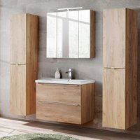 Lomadox - Badezimmermöbel Set mit 2x Hochschrank & LED-Spiegelschrank TOSKANA-56 Wotaneiche BxHxT ca. 190/190/46cm von LOMADOX