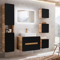 Lomadox - Badezimmerset mit Keramik-Waschtisch new-luton seidenmatt anthrazit mit Wotan Eiche Nb. b/h/t ca. 180/200/46 cm Lomadox - Badezimmerset mit Keramik-Waschtisch new-luton seidenmatt anthrazit mit Wotan Eiche Nb. b/h/t ca. 180/200/46 cm von LOMADOX