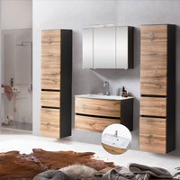 Lomadox - Badmöbel Programm LAURIA-03 in Graphitgrau mit Wotaneiche Nb., inkl. Glasbecken und LED-Beleuchtung, BxHxT: ca. 200x200x49 cm Lomadox - Badmöbel Programm LAURIA-03 in Graphitgrau mit Wotaneiche Nb., inkl. Glasbecken und LED-Beleuchtung, BxHxT: ca. 200x200x49 cm von LOMADOX