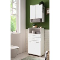 Lomadox - Badmöbel Set 2-teilig mit Hängeschrank und Highboard in weiß matt - PROVIDENCE-80 von LOMADOX