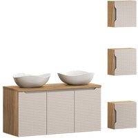 Lomadox - Badmöbel Set 4-teilig mit 120 cm Waschtisch, LONDON-56-BEIGE, in Eiche mit beige Lomadox - Badmöbel Set 4-teilig mit 120 cm Waschtisch, LONDON-56-BEIGE, in Eiche mit beige von LOMADOX