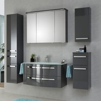 Lomadox - Badmöbel-Set 5-tlg FES-4005-66 in Lack Quarzgrau mit Glaswaschbecken & LED-Spiegelschrank - b/h/t: 182/200/49,1cm von LOMADOX