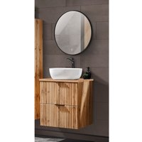 Badmöbel Set Wotaneiche Rillenoptik 80cm LED-Spiegel rund & Waschtisch mit Unterschrank 40 cm Keramik Waschbecken Badmöbel Set Wotaneiche Rillenoptik 80cm LED-Spiegel rund & Waschtisch mit Unterschrank 40 cm Keramik Waschbecken von LOMADOX