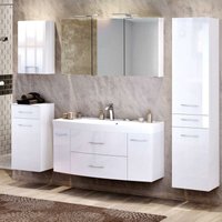 Lomadox - Badmöbel Set mit 120cm Breite Waschtisch & Hochschrank FLORIDO-03 Hochglanz weiß b x h x t: ca. 230 x 200 x 47 cm von LOMADOX