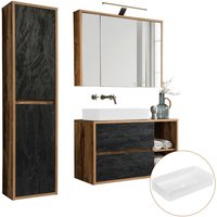 Lomadox - Badmöbel Set mit Keramik-Waschtisch HARLOW-56 Eiche mit Beton-Dunkel Nb., b/h/t ca. 160/200/46 cm Lomadox - Badmöbel Set mit Keramik-Waschtisch HARLOW-56 Eiche mit Beton-Dunkel Nb., b/h/t ca. 160/200/46 cm von LOMADOX