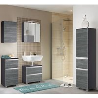 Lomadox - Badmöbel Set mit LED-Spiegelschrank APIA-03 in Graphitgrau mit Eiche rauchsilber, b/h/t: 180/200/47cm Lomadox - Badmöbel Set mit LED-Spiegelschrank APIA-03 in Graphitgrau mit Eiche rauchsilber, b/h/t: 180/200/47cm von LOMADOX