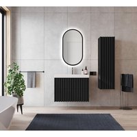 Lomadox - Badmöbel Set modernes Design NANTES-107 in schwarz, 80 cm Waschtisch und LED-Spiegel, b/h/t: ca. 135/200/46 cm von LOMADOX