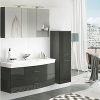 Lomadox - Badmöbel Waschplatz Set mit Midischrank FLORIDO-03 Hochglanz grau, graphit b x h x t: ca. 175 x 200 x 47 cm von LOMADOX