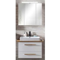 Lomadox - Badmöbel Waschtisch & Spiegelschrank Set DABO-04 in weiß mit Landhaus Eiche b/h/t 102,2/200/50 cm von LOMADOX