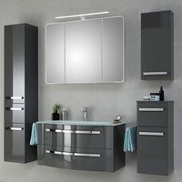 Lomadox - Badmöbelset in Quarzgrau lackiert Hochglanz FES-4005-66 mit LED-Spiegelschrank - b/h/t: 182/200/49,1cm von LOMADOX