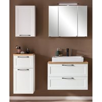 Lomadox - Badset im Landhaus Stil mit LED-Spiegelschrank & Keramik-Waschbecken in weiß MARLING-03, b/h/t ca. 140/200/47 cm von LOMADOX