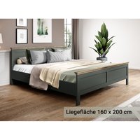 Bett 160 x 200 cm Landhausstil EPSOM-83 in grün mit Lefkas Eiche Nb., b/h/t: ca. 171,5/88,5/211,5 cm - grün von LOMADOX