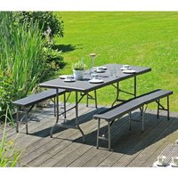 Lomadox - Bierzeltgarnitur klappbar in Rattan Optik GARDA-120 in schwarz Lomadox - Bierzeltgarnitur klappbar in Rattan Optik GARDA-120 in schwarz von LOMADOX