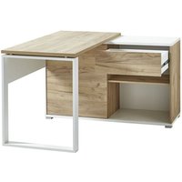 Lomadox - Büro Eck-Winkelschreibtisch mit integriertem Sideboard GENT-01 in Navarra Eiche Nb. und weiß BxHxT ca. 120x75x117cm Lomadox - Büro Eck-Winkelschreibtisch mit integriertem Sideboard GENT-01 in Navarra Eiche Nb. und weiß BxHxT ca. 120x75x117cm von LOMADOX