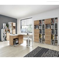 Lomadox - Büromöbel Kombination in weiß mit Navarra Eiche Nb. GENT-01 Schreibtisch mit Sideboard & Aktenschränke BxHxT: 340x197x40cm Lomadox - Büromöbel Kombination in weiß mit Navarra Eiche Nb. GENT-01 Schreibtisch mit Sideboard & Aktenschränke BxHxT: 340x197x40cm von LOMADOX