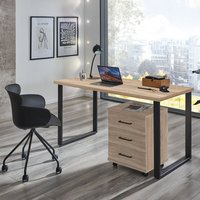 Lomadox - Büromöbel Set 2-teilig HILLSTON-43 mit 120cm Schreibtisch in Eiche von LOMADOX