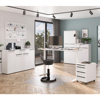 Büromöbel Set 5-teilig MEMPHIS-01 mit Schreibtisch 120x80cm in weiß von LOMADOX