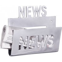 Deko Prospekthalter news für die Wand Design Zeitungshalter News Zeitschriftenhalter aus Aluminium Farbe Silbe b/h/t ca. 30/27/7cm von LOMADOX