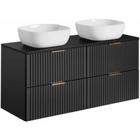 Lomadox - Doppelwaschtisch 120cm mit Waschbecken in ADELAIDE-56-BLACK in matt schwarz mit Rillenoptik, b/h/t 120,6/73,7/46,5 cm Lomadox - Doppelwaschtisch 120cm mit Waschbecken in ADELAIDE-56-BLACK in matt schwarz mit Rillenoptik, b/h/t 120,6/73,7/46,5 cm von LOMADOX