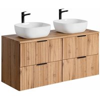 Lomadox - Doppelwaschtisch 120cm mit Waschbecken in ADELAIDE-56 Wotaneiche Rillenoptik, b/h/t 120,6/73,7/46,5 cm Lomadox - Doppelwaschtisch 120cm mit Waschbecken in ADELAIDE-56 Wotaneiche Rillenoptik, b/h/t 120,6/73,7/46,5 cm von LOMADOX