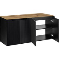 Lomadox - Doppelwaschtisch-Unterschrank 120cm, in schwarz mit Eiche, NEWPORT-56-BLACK Lomadox - Doppelwaschtisch-Unterschrank 120cm, in schwarz mit Eiche, NEWPORT-56-BLACK von LOMADOX