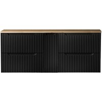 Lomadox - Doppelwaschtisch-Unterschrank 140cm, in schwarz mit Eiche, NEWPORT-56-BLACK Lomadox - Doppelwaschtisch-Unterschrank 140cm, in schwarz mit Eiche, NEWPORT-56-BLACK von LOMADOX