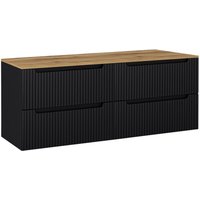Lomadox - Doppelwaschtisch-Unterschrank 160cm, in schwarz mit Eiche, NEWPORT-56-BLACK von LOMADOX