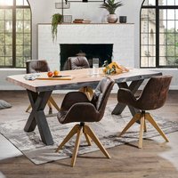 Lomadox - Essplatz Sitzgruppe mit 200 cm Massivholz Esstisch TARRAS-123 inkl. 4 Stühle in braun mit Drehfunktion Lomadox - Essplatz Sitzgruppe mit 200 cm Massivholz Esstisch TARRAS-123 inkl. 4 Stühle in braun mit Drehfunktion von LOMADOX