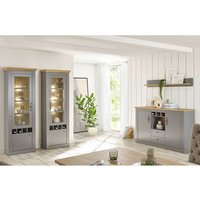 Esszimmer Möbel Set mit 2 Vitrinen in grau mit Artisan Eiche Nb. CHATHAM-61, inkl. led Beleuchtung von LOMADOX