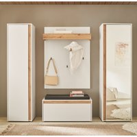 Lomadox - Garderoben Set in weiß mit Eiche CRISP-61, 4-teilig modern von LOMADOX