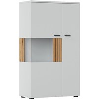 Highboard 80cm breit, grau mit Eiche, Rillenoptik, ASHBURTON-129 - grau von LOMADOX