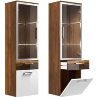 Lomadox - Hochschrank mit Glastür RIMAO-100 Hochglanz weiß, Walnuss Nb, b x h x t ca.: 40 x 134,5 x 30 cm Lomadox - Hochschrank mit Glastür RIMAO-100 Hochglanz weiß, Walnuss Nb, b x h x t ca.: 40 x 134,5 x 30 cm von LOMADOX