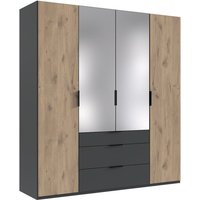 Lomadox - Kleiderschrank 200 cm breit inkl. Spiegel modern in grau mit Eiche BIELLA-43 von LOMADOX