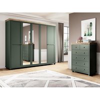 Kleiderschrank mit Kommode im Landhausstil EPSOM-83 in grün mit Lefkas Eiche Nb. von LOMADOX