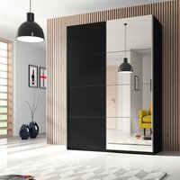Kleiderschrank mit Schwebetüren BIRMINGHAM-83 in schwarz, b/h/t: ca. 120/210/61 cm von LOMADOX