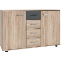 Lomadox - Kommode 130 cm breit modern in Eiche sägerau mit graphit TREVISO-43 von LOMADOX