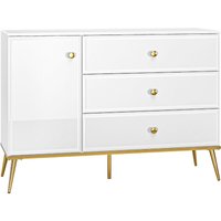 Kommode Sideboard in weiß Hochglanz mit goldfarbenen Griffen und Füßen GUBIN-131, b/h/t: ca. 120/85/40 cm von LOMADOX