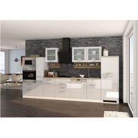 Lomadox - Küchenzeile komplett 370 cm weiß MARANELLO-03 , Weiß Hochglanz ohne E-Geräte b x h x t ca. 370 x 200 x 60cm - weiß von LOMADOX
